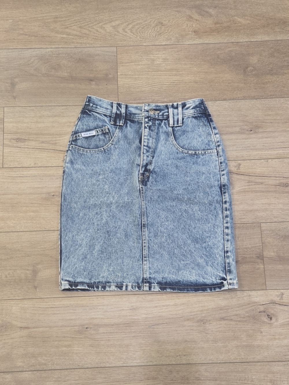 Retro 80's Acid-Wash Denim Pencil Skirt Made In Canada